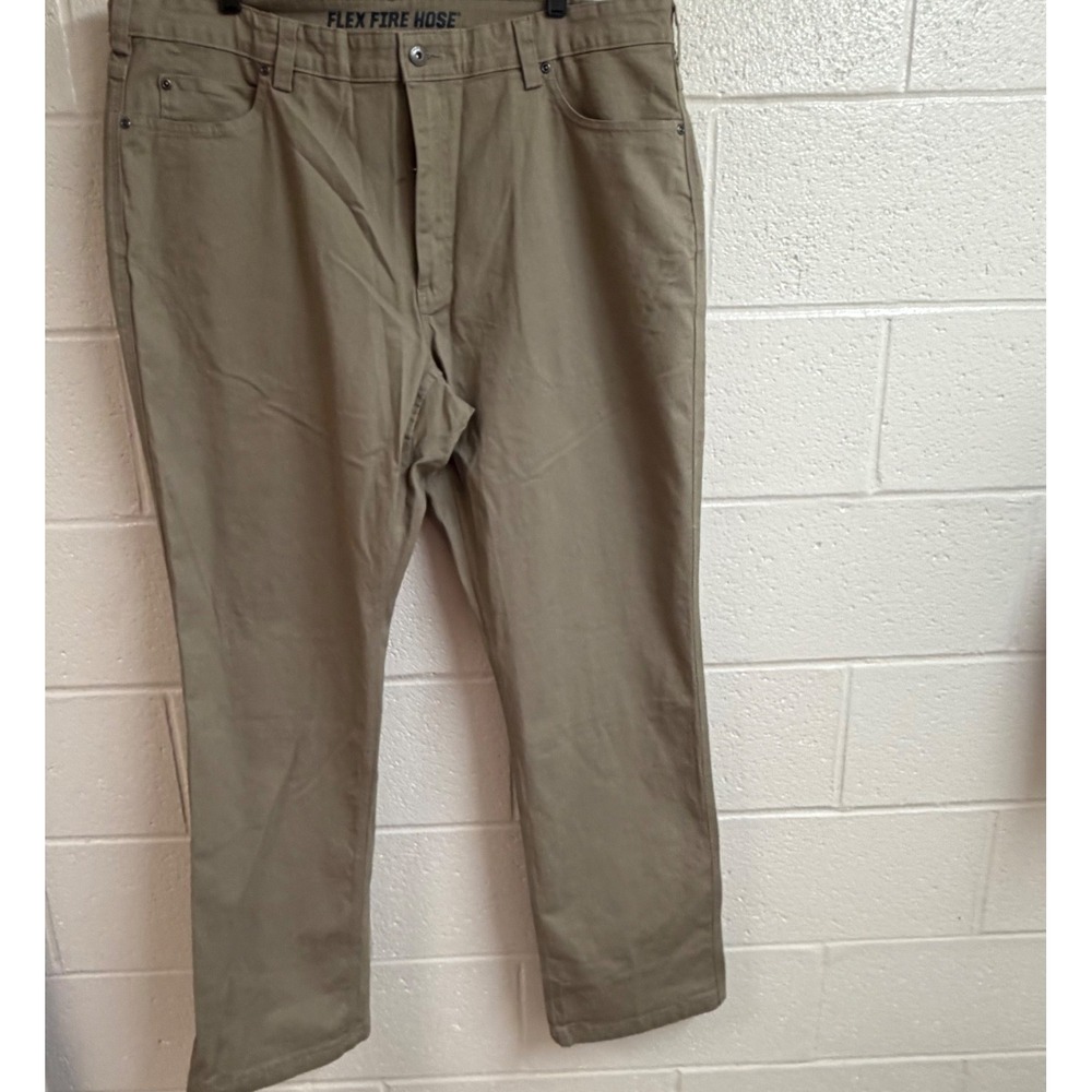 Duluth Mens Flex Fire Hose Work Pants 42x34Tan Khaki Durable Utility Gorpcore